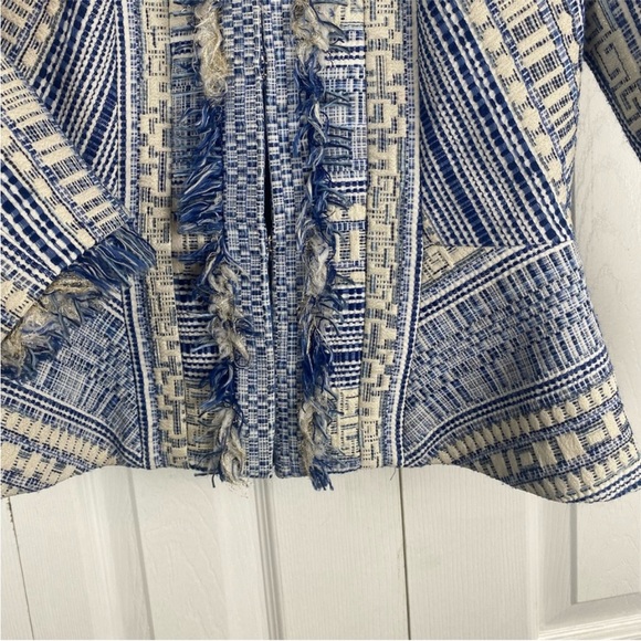 Amanda Uprichard Tweed Peplum Jacket / Blazer Aztec Design with Fringe, Revolve - Picture 2 of 8